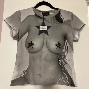 NWT Mommy Greyscale Tee MIKAELA TESTA X WF White Fox Limited Edition -Size Large